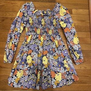 Girls' JCrew Cuts Purple Floral Long-Sleeve Dress